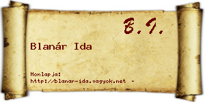 Blanár Ida névjegykártya